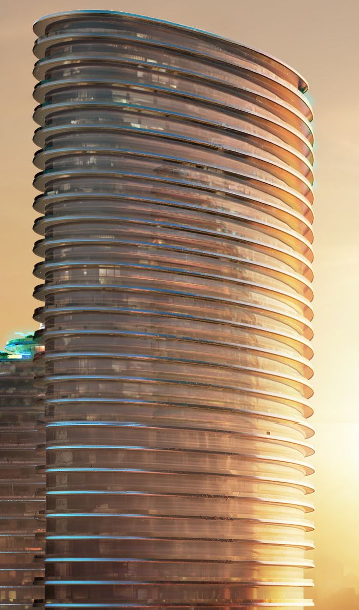 Skyflame tower with curved glass balconies